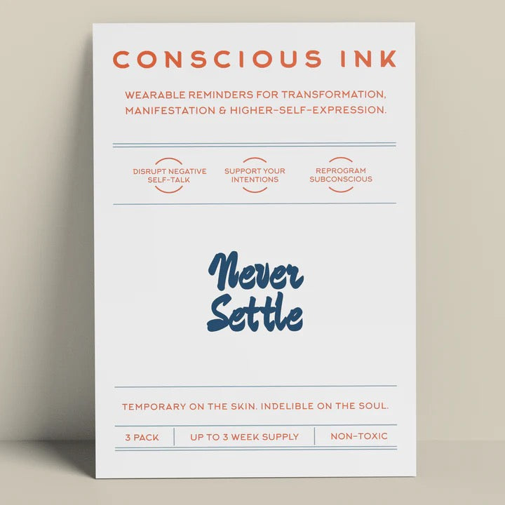 Conscious Ink 3-pack: Never Settle (Script)
