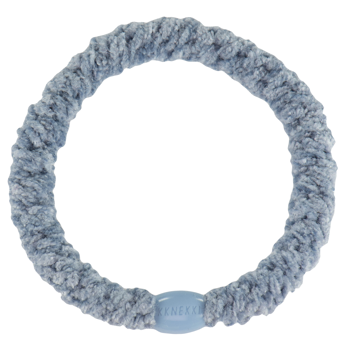 KKNEKKI Light Blue Velvet hair elastic on white background