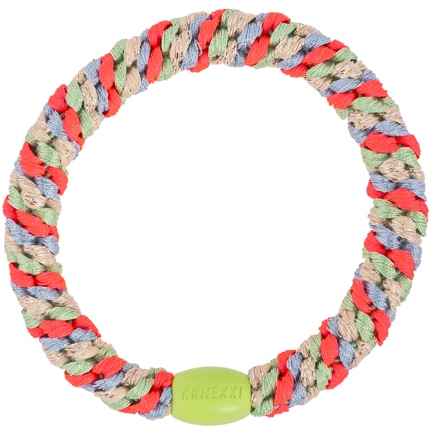 KKNEKKI Mix Grass Green Pink Neon hair elastic with bright green branded bead