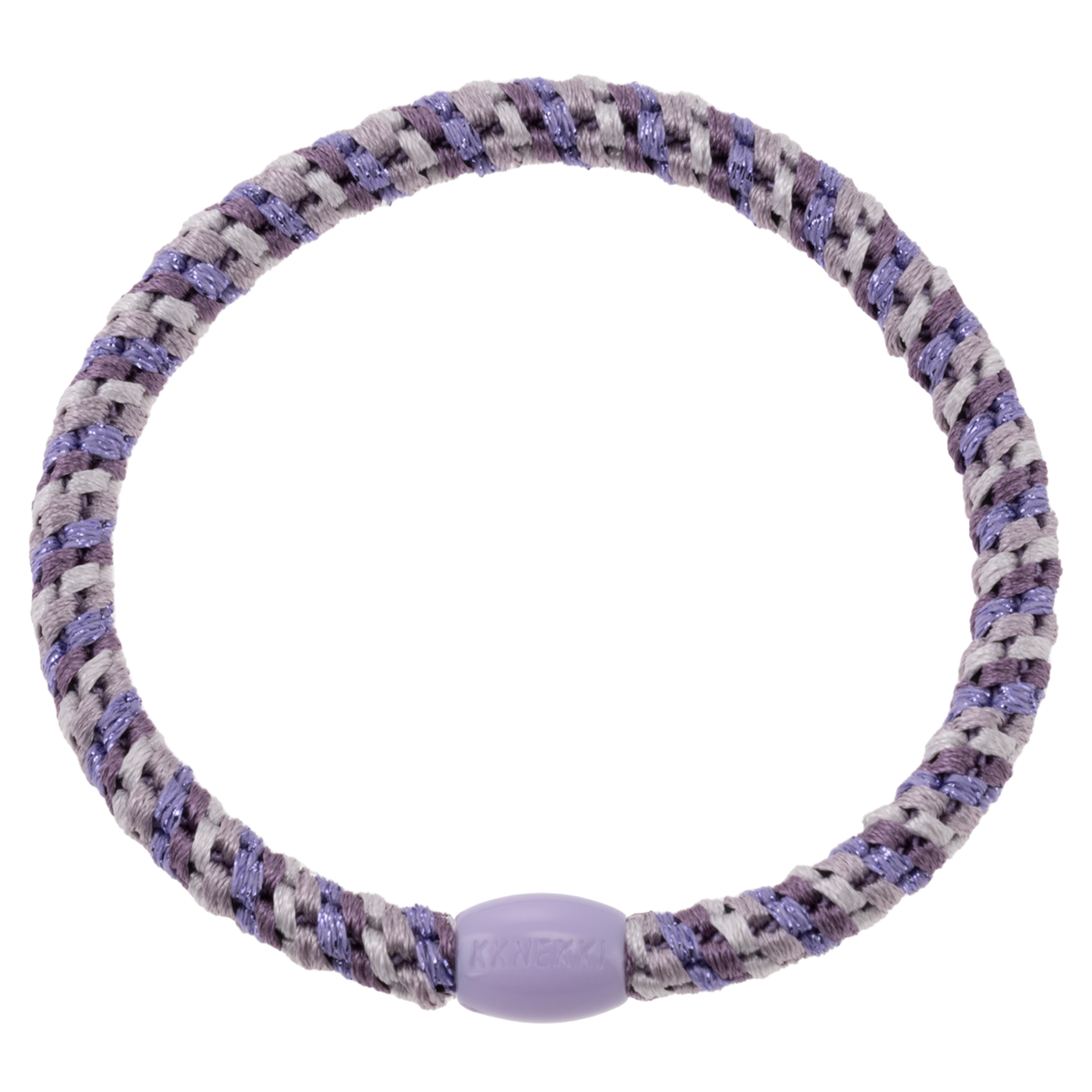 KKNEKKI Slim Mix Lavender hair elastic on white background, branded bead visible
