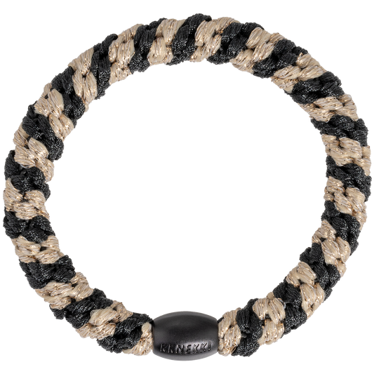 KKNEKKI Black-Beige Glitter Stripe hair elasticon white background