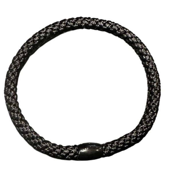 KKNEKKI Black Slim hair tie on white background
