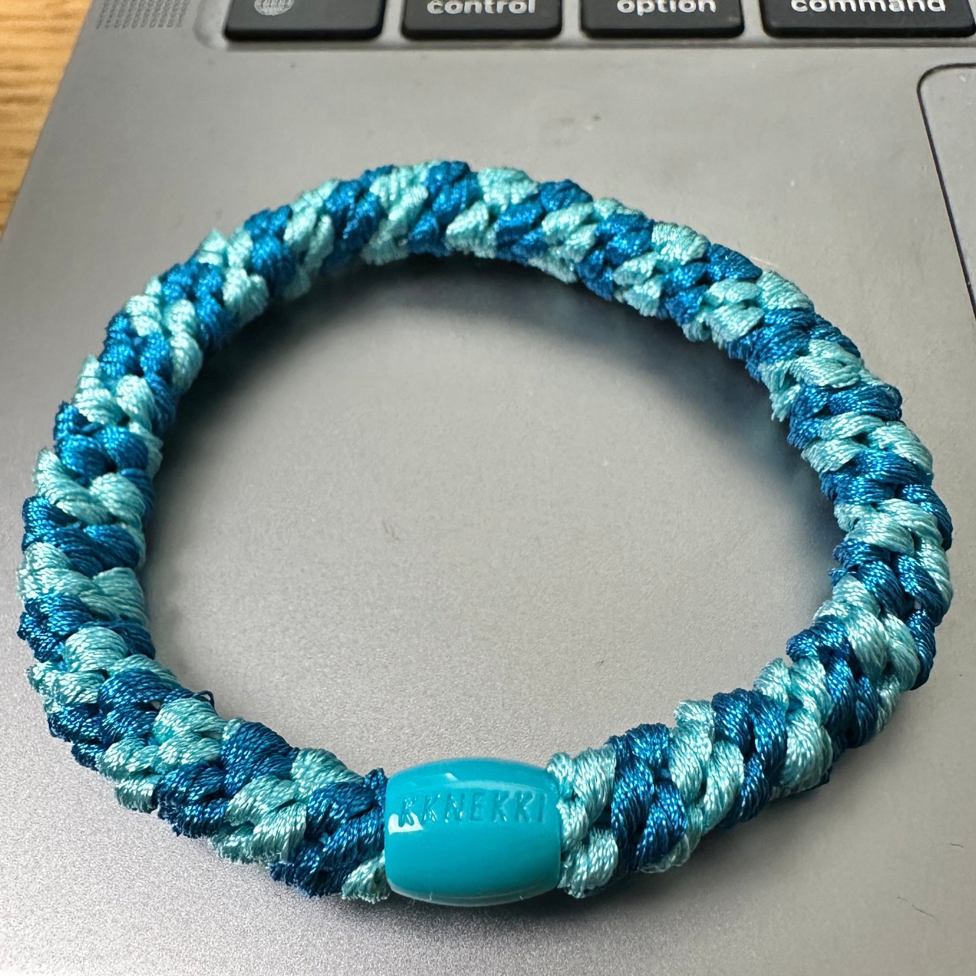 KKNEKKI Blue Light & Dark  hair tie elastic on keyboard