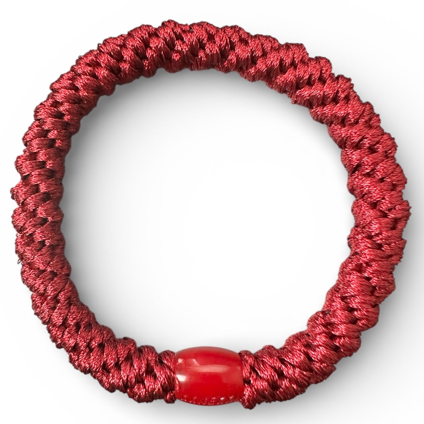 KKNEKKI Burgundy hair tie elastic on white background