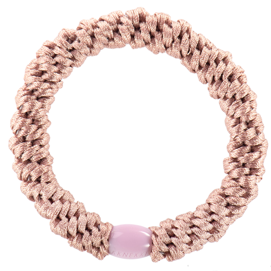 KKNEKKI Dusty Rose hair elastic on white background with branded bead