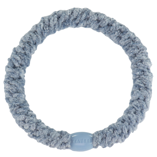 KKNEKKI Light Blue Velvet hair elastic on white background