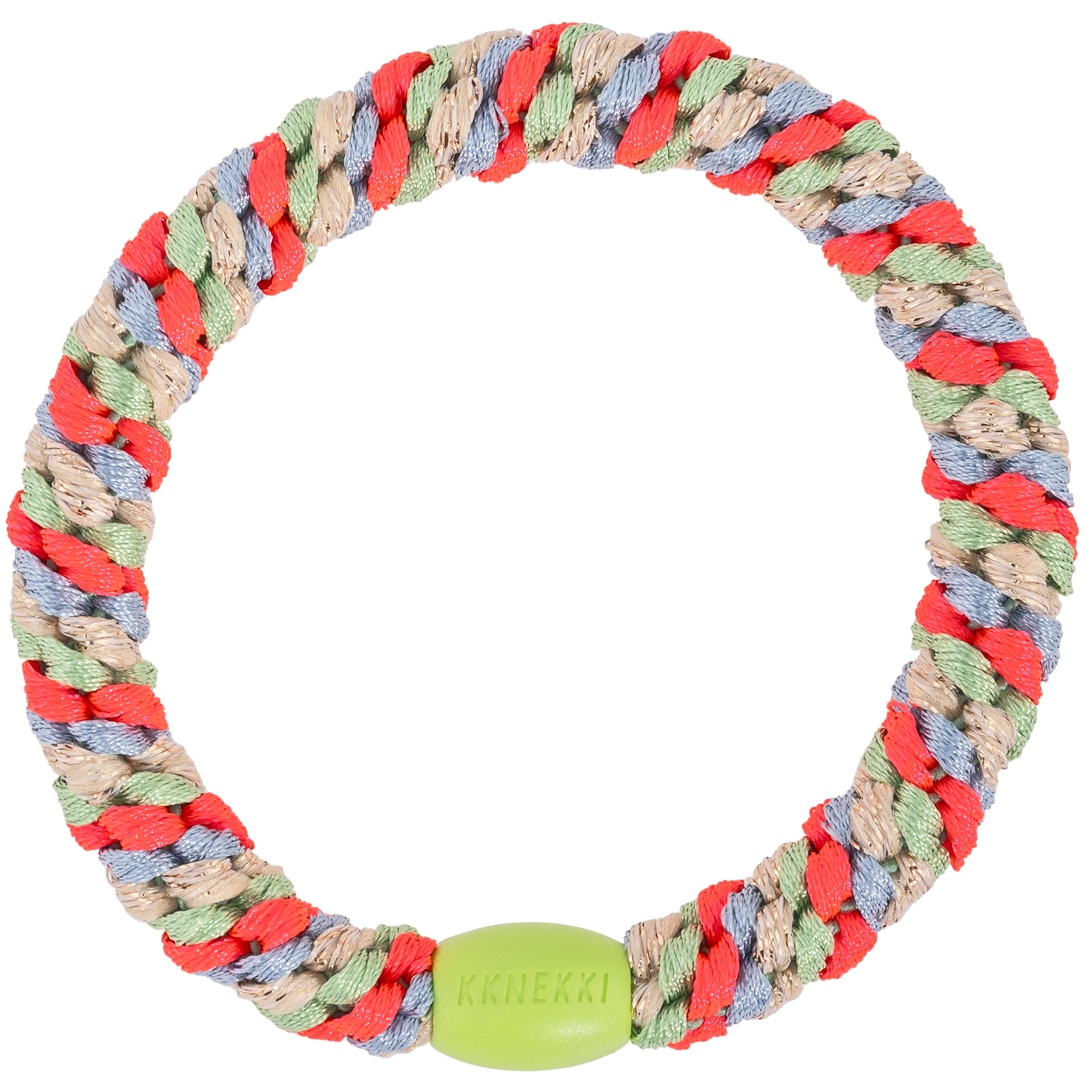 KKNEKKI Mix Grass Green Pink Neon hair elastic with bright green branded bead