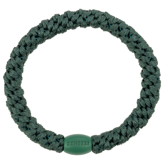 KKNEKKI Peacock hair tie elastic showing beaded bead from above