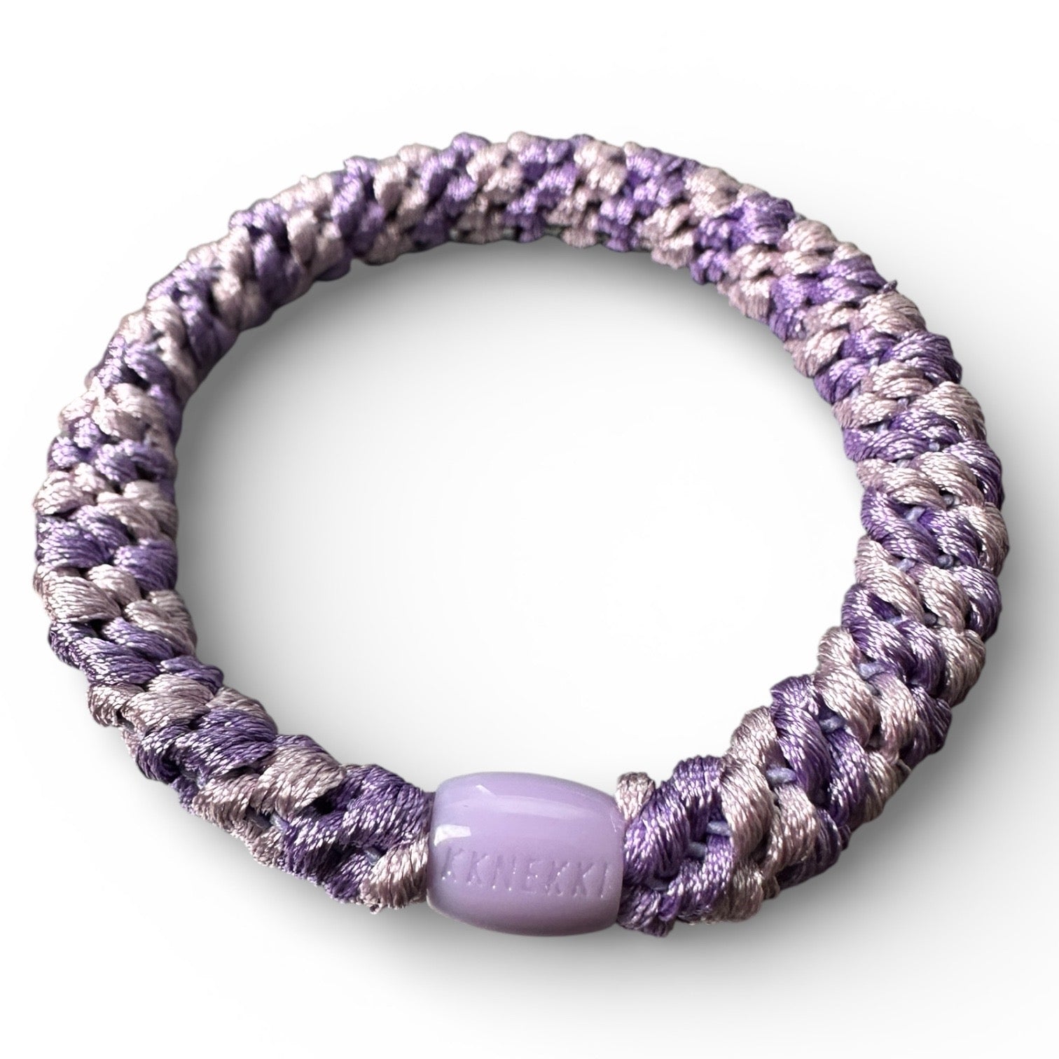 KKNEKKI Purple Light & Purple Dark Hair elastic mix showing branded bead clearly and on white background