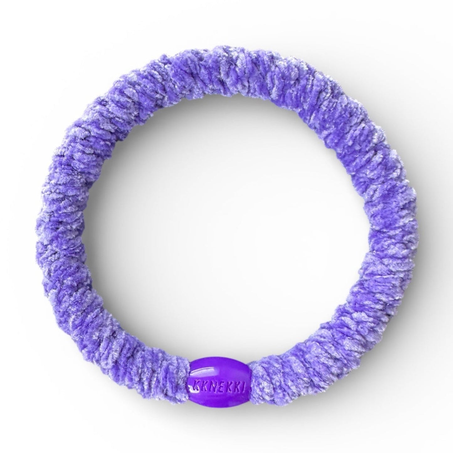 This is a KKNEKKI medium-color purple velvet hair tie elastic