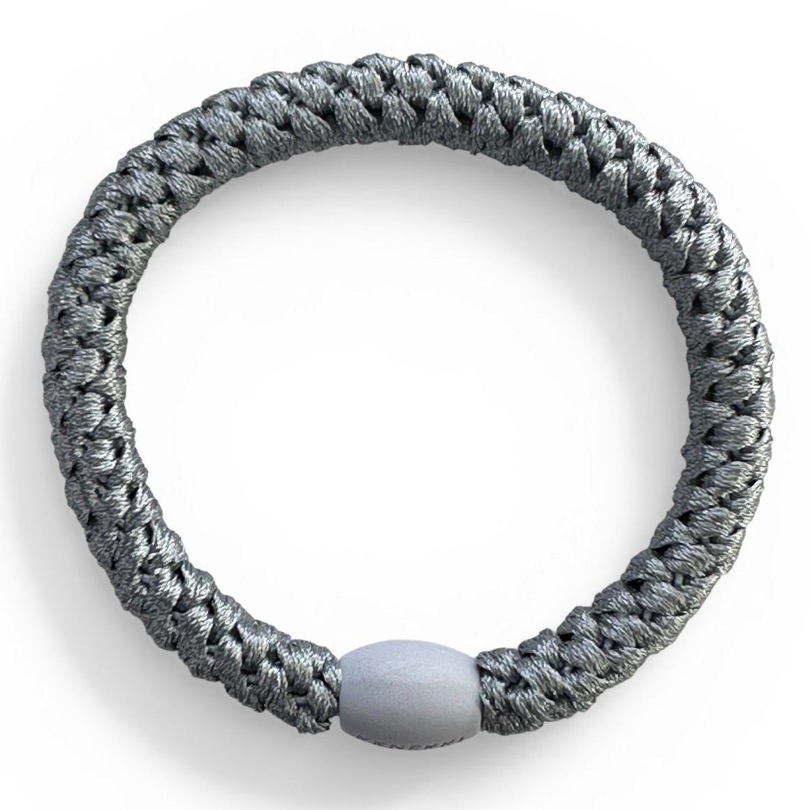 KKNEKKI Sea Blue hair elastic with white background shot straight down from above