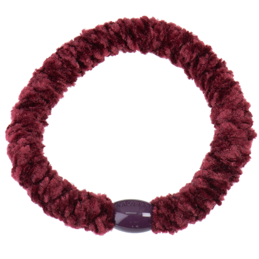 KKNEKKI Velvet Bordeaux hair elastic with burgandy branded bead